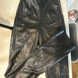 Zara Black Faux Leather Trousers